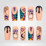 Stitched Mischief | Patchwork Spider Halloween Press-On Nails – Coffin
