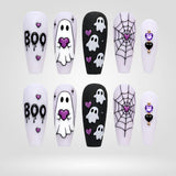 Boo Crew | Purple Ghost & Spiderweb Halloween Press-On Nails – Coffin