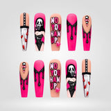 Don’t Hang Up | Hot Pink Slasher Halloween Press-On Nails – Coffin