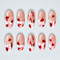 Crimson Evidence Halloween Almond Press-On Nails