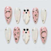Moonlit Boo Halloween Almond Press-On Nails