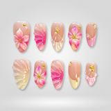 Coastal Bloom press-on nails