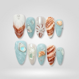 Aquamarine Wave press-on nails