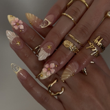 Golden Tide press-on nails — koi fish and ocean waves