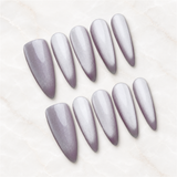 Moonstone Whisper press-on nails — pearl chrome cat-eye
