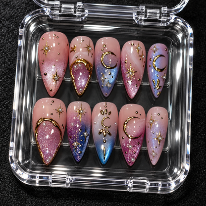 Celestial Moonlight Galaxy Press-On Nails