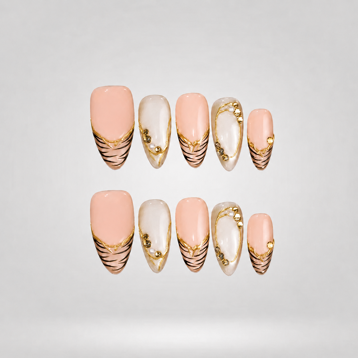 Soft Leopard Gold Accent Press-On Nails