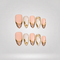 Soft Leopard Gold Accent Press-On Nails