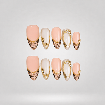 Soft Leopard Gold Accent Press-On Nails