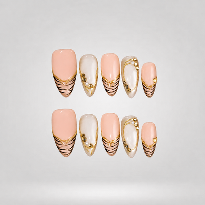 Soft Leopard Gold Accent Press-On Nails