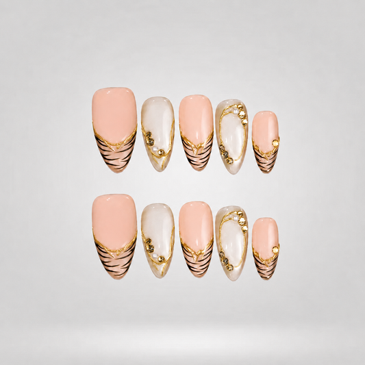 Soft Leopard Gold Accent Press-On Nails