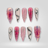 Pink Flame press-on nails
