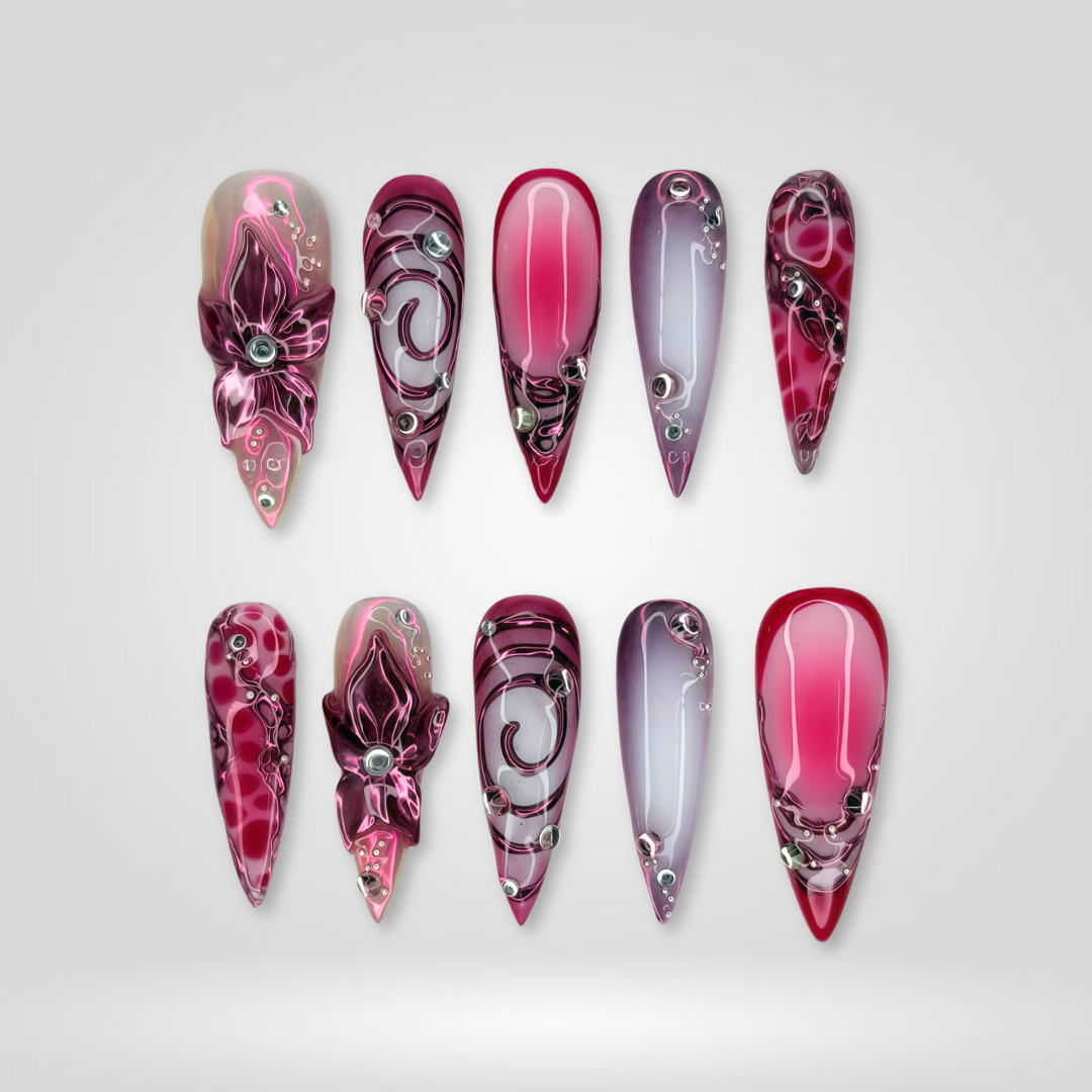 Metal Rose press-on nails