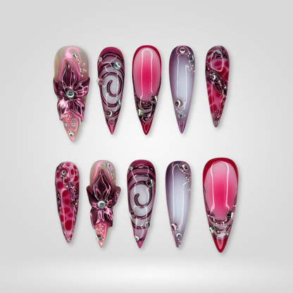 Metal Rose press-on nails
