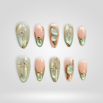 Sage Aura press-on nails