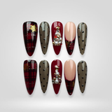 Frosted Luxe press-on nails — 3D festive Christmas designs with chrome finish