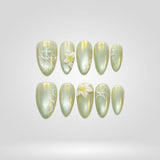 Pearl Dew 3D floral press-on nails with delicate sculpted flowers