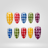 Dot Striped hand-painted press-on nails collection featuring mixed design options