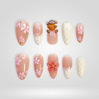 Sakura Bear press-on nails