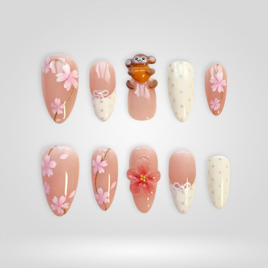 Sakura Bear press-on nails