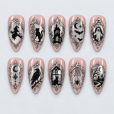 Haunted Gallery Halloween Almond Press-On Nails