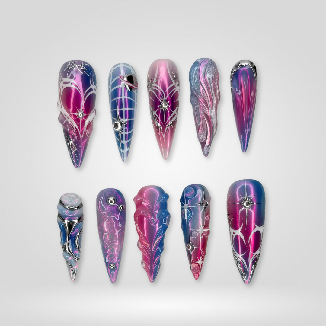 Metallic Flame press-on nails