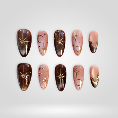 Mocha Moon press-on nails