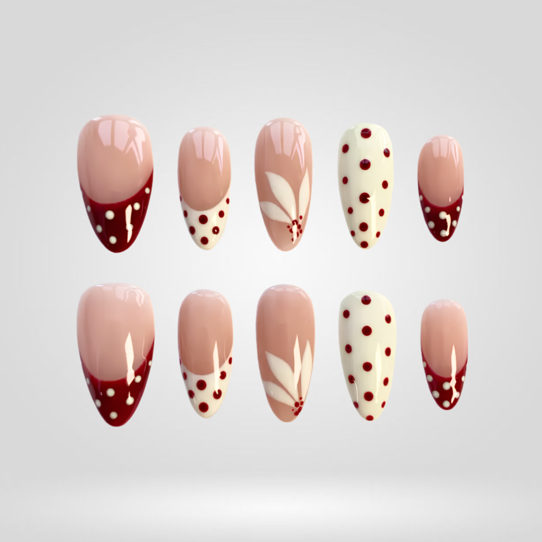 Cherry Dot press-on nails