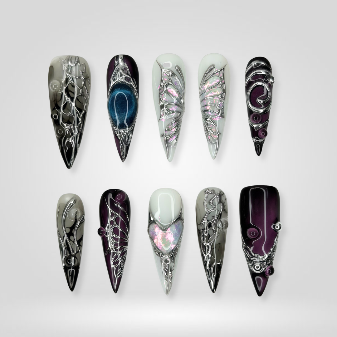 Iridescent Opal press-on nails