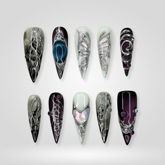 Iridescent Opal press-on nails