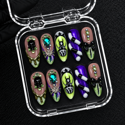 Toxic Relic Halloween Almond Press-On Nails