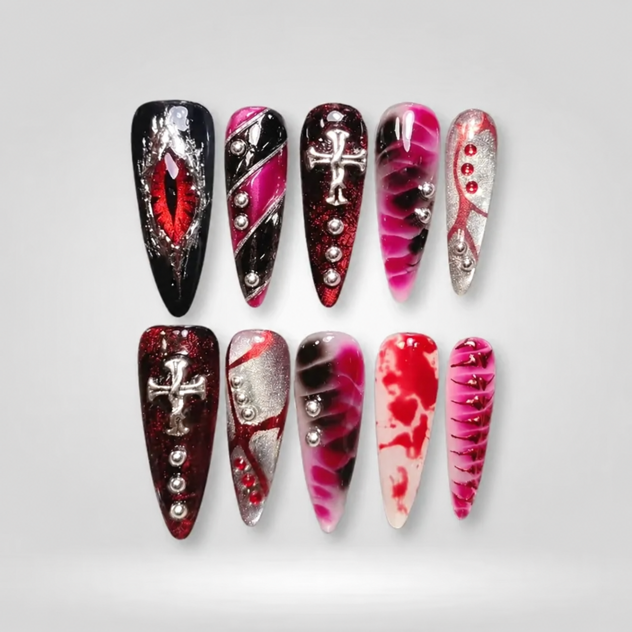 Blood Chrome Press-On Nails