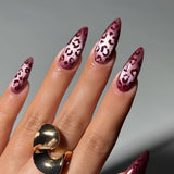 Velvet Glow cat eye press-on nails — velvety finish with leopard and chrome details
