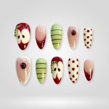 Summer Dot press-on nails with polka dot and floral design