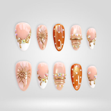Sunset Pearl press-on nails