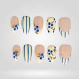 Sweet Meadow pastel floral press-on nails with French tips