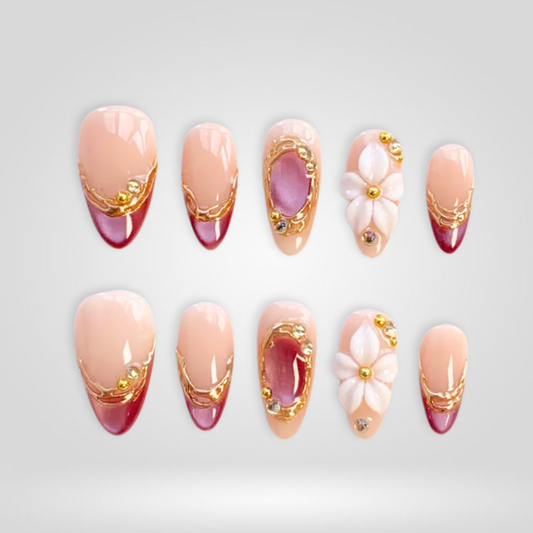 Ruby Petal press-on nails