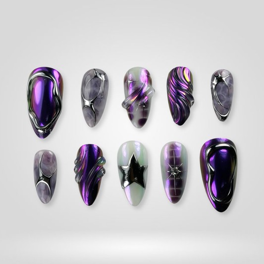 Purple Chrome press-on nails