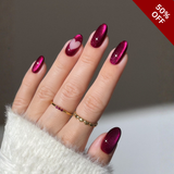 Velvet Valentine press-on nails with hand-painted hearts