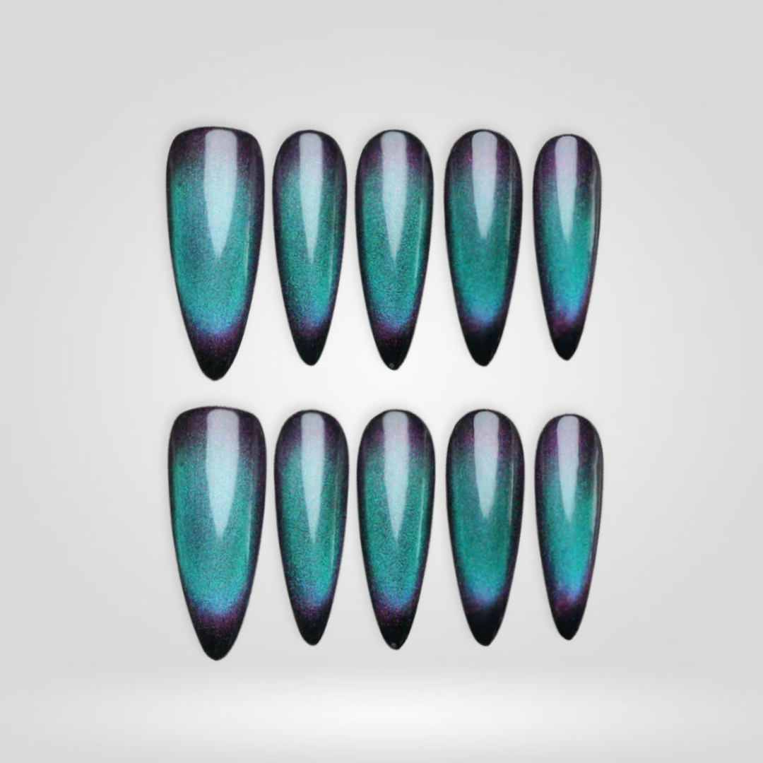 Magnetic Glow cat eye press-on nails