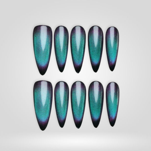 Magnetic Glow cat eye press-on nails