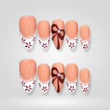 Lace Berry press-on nails — lace French tips on oval nails