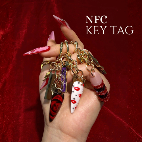 NFC Nail Keychain — Valentine-themed cute nail art charm