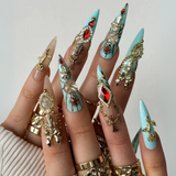 Bright Flare neon stiletto press-on nails — vibrant glow effect