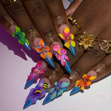 Vivid Splash 3D press-on nails with bold colors