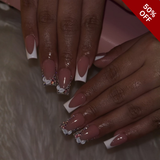 Whispered Petals press-on nails — soft floral multi-design collection with 3D embellishments