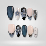 Steel Bloom 3D Flower Press-On Nails
