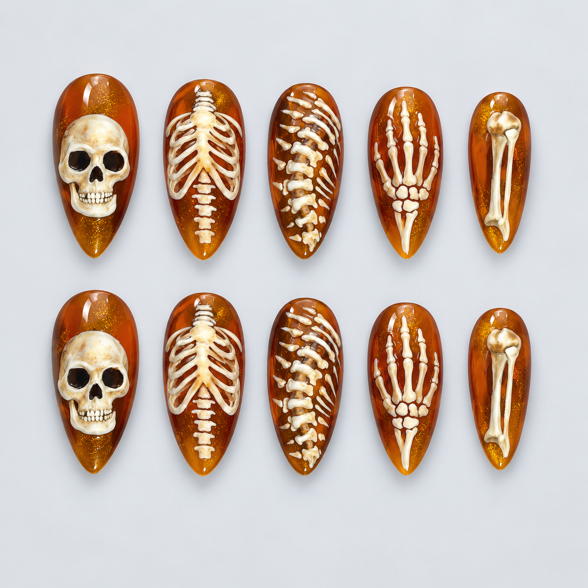 Amber Remains Halloween Almond Press-On Nails