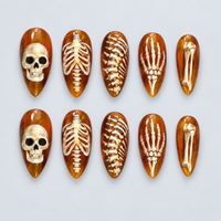 Amber Remains Halloween Almond Press-On Nails