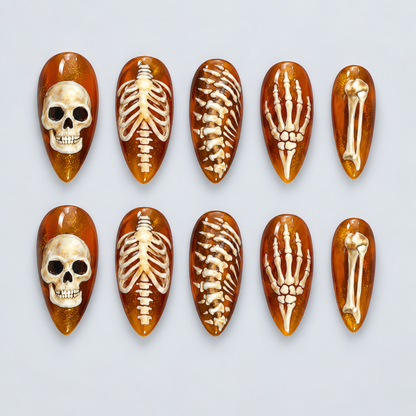 Amber Remains Halloween Almond Press-On Nails